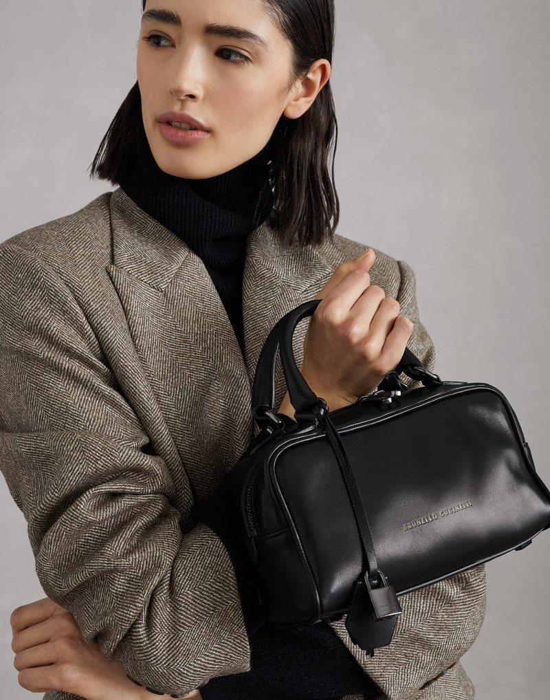 Explorer small boston bag in wet-effect nappa leather 4