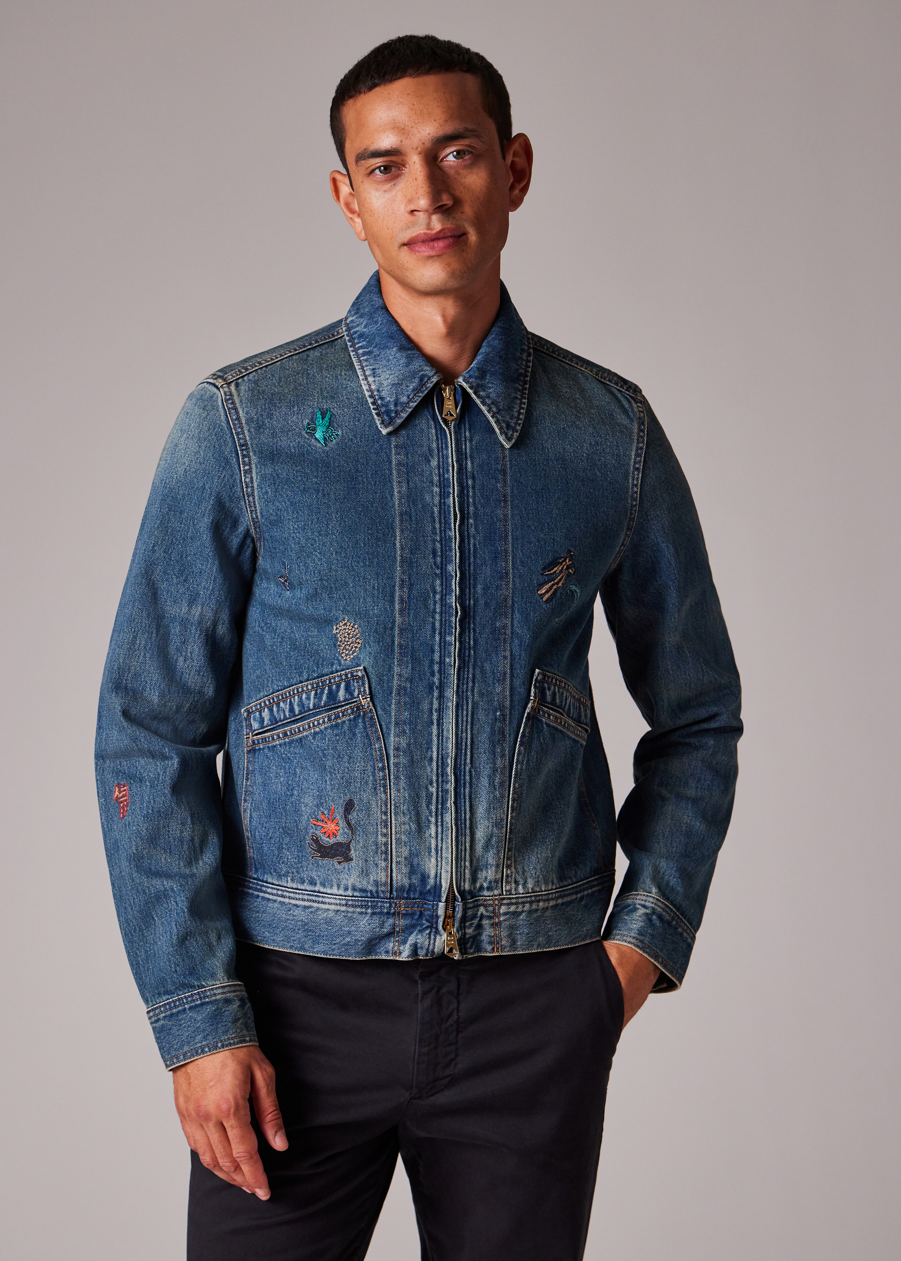 'Little Beasts' Embroidered Denim Jacket - 9