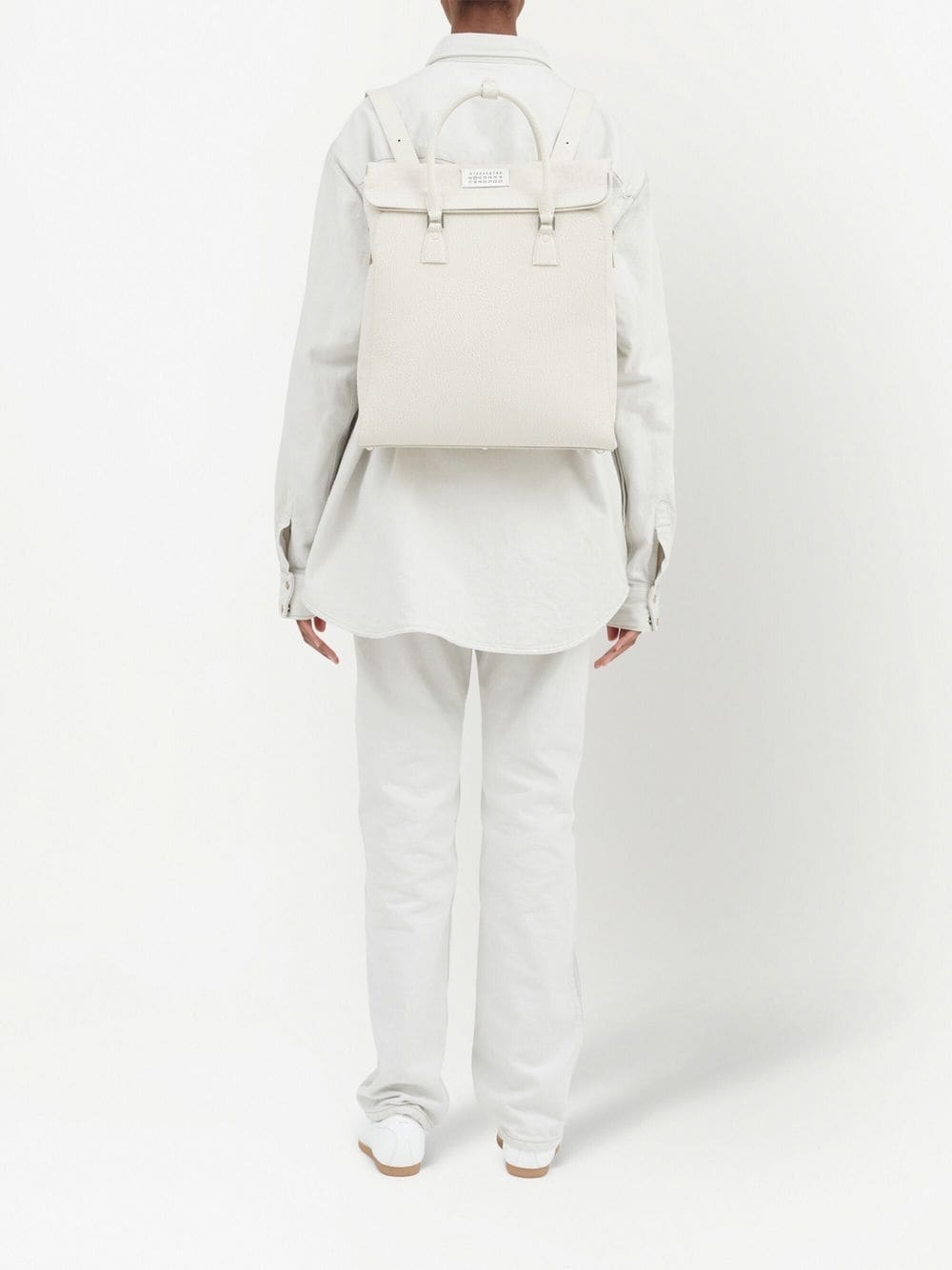 logo-patch leather backpack - 7