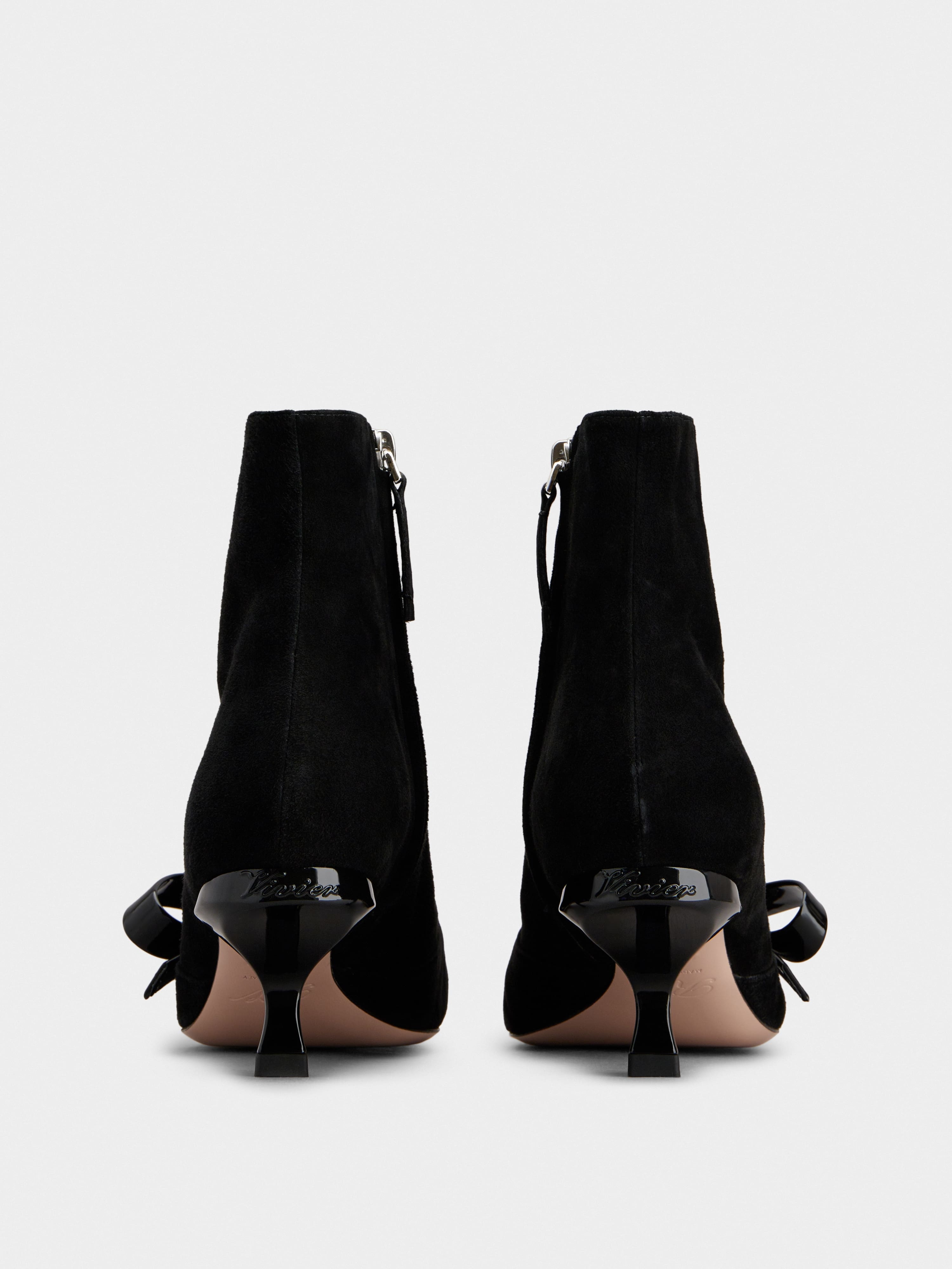 Virgule Bow Ankle Boots in Suede - 5