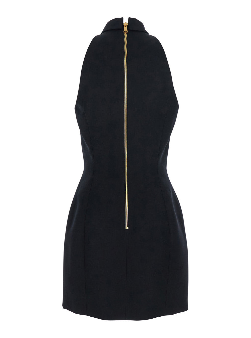 Balmain Women Black Dress With Pointed Collar And Logo Buttons On The Front In Wool Woman - 2