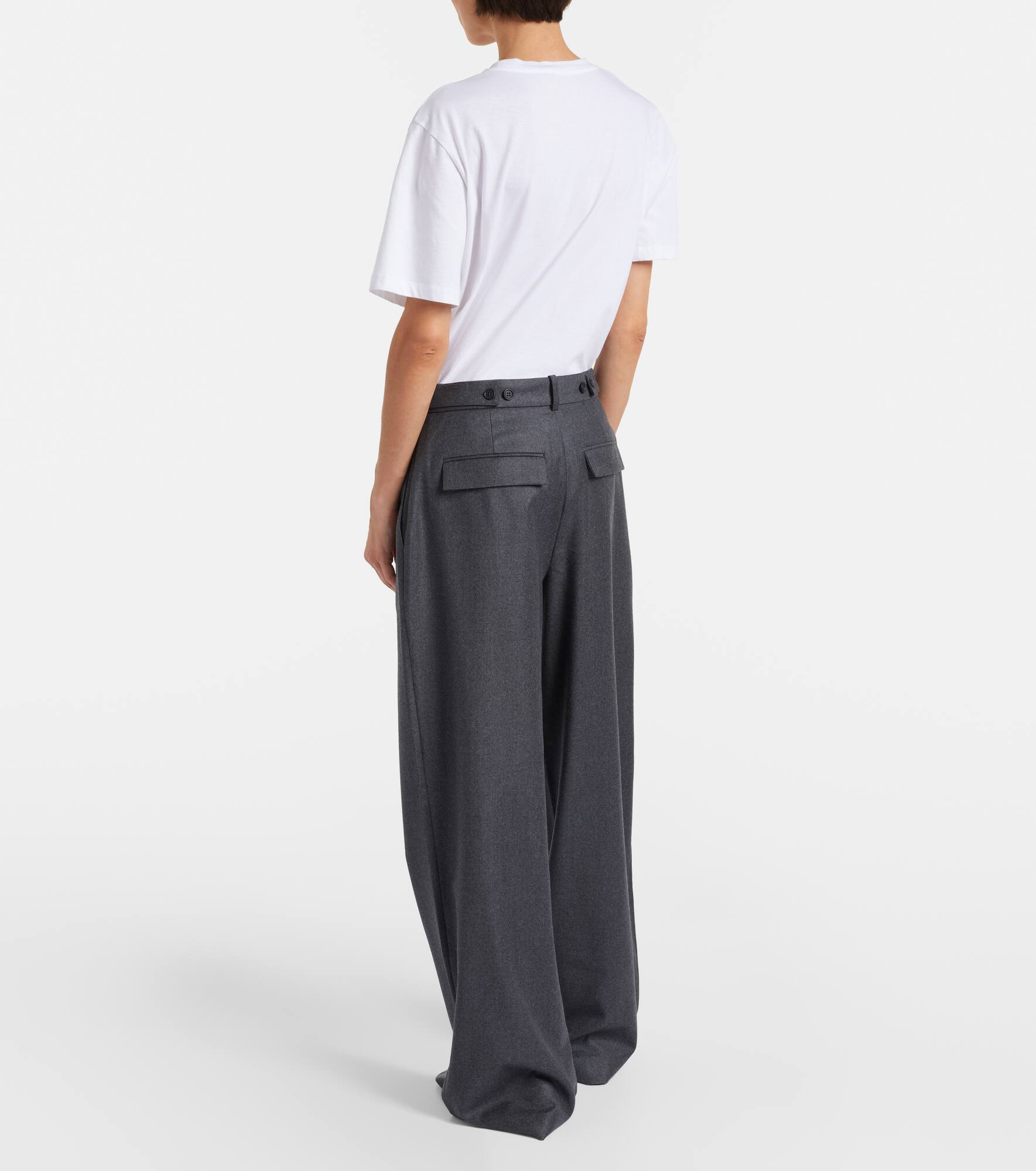 Virgin wool flannel wide-leg pants - 3
