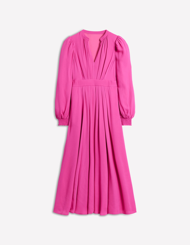 Pleat Detail Blouson Dress-Cosmos Pink 1