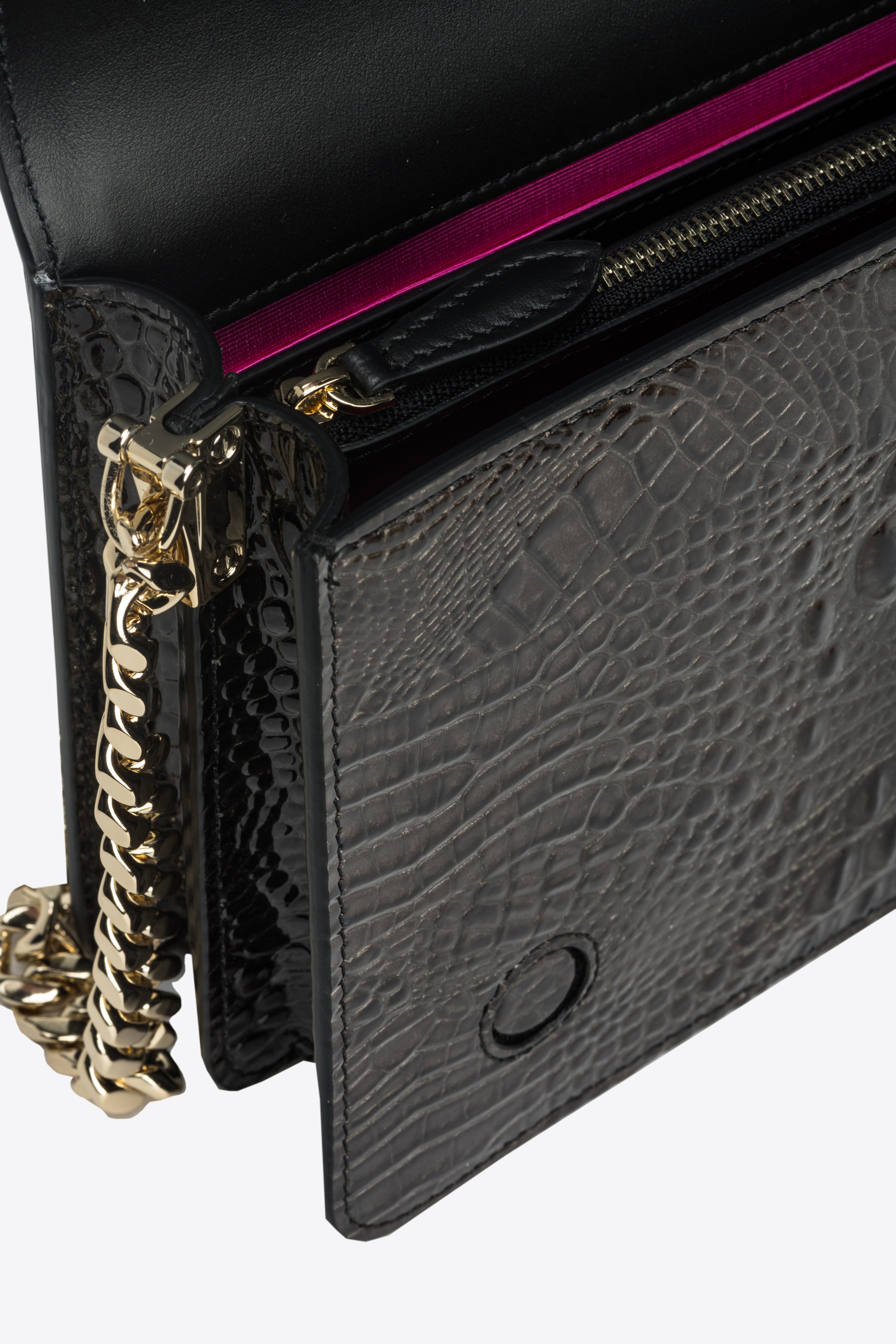 PINKO GALLERIA CLASSIC LOVE BAG CLICK IN SHINY CROCODILE-PRINT LEATHER - 7