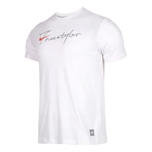 Nike Back Large logo Printing Freestyle Sports Short Sleeve White CK1186-100 - 1