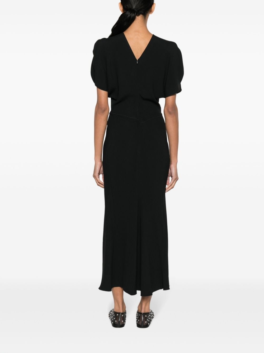 ruched-waist crepe midi dress - 4