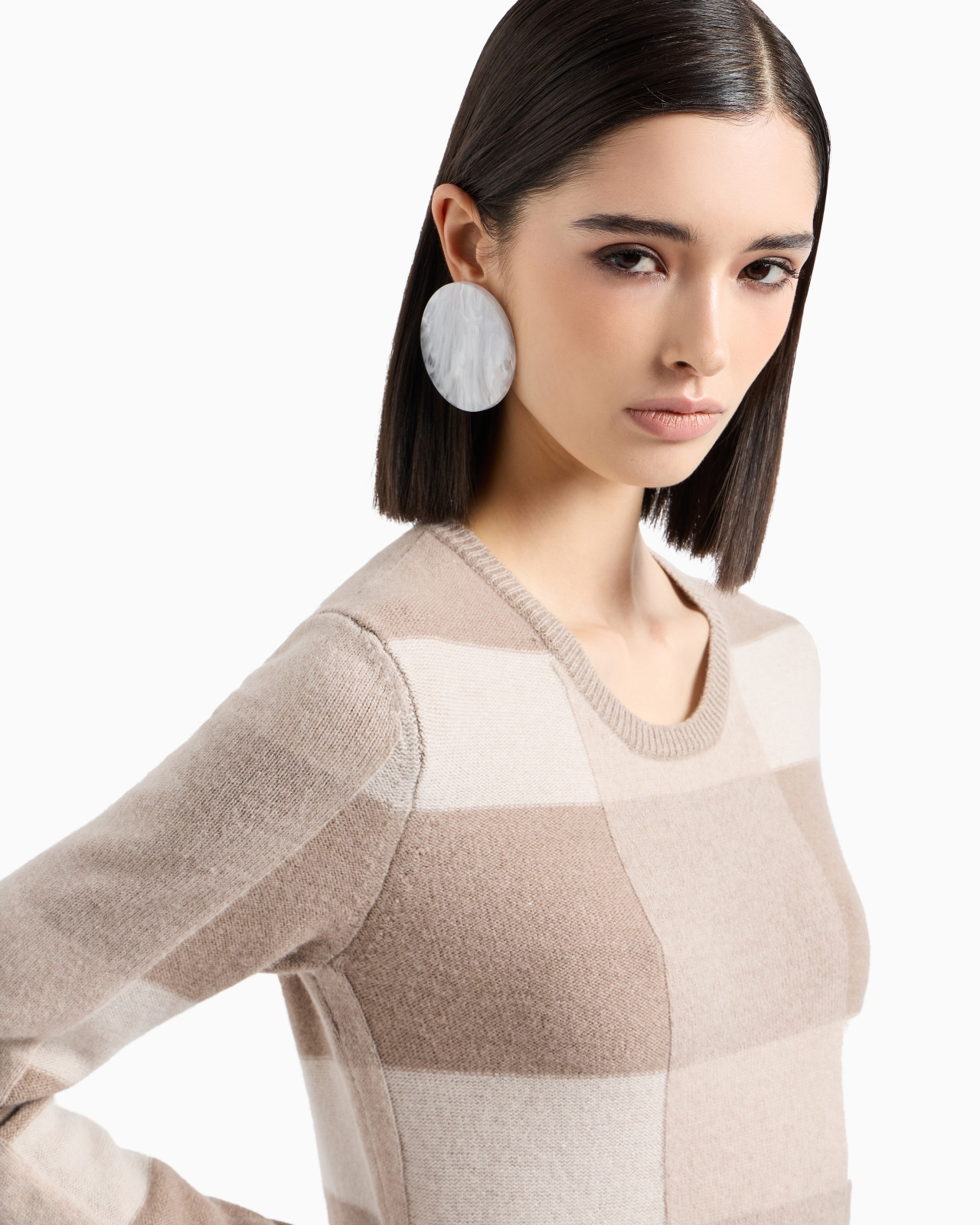 Icon long dress in virgin wool with a plated check motif - 5