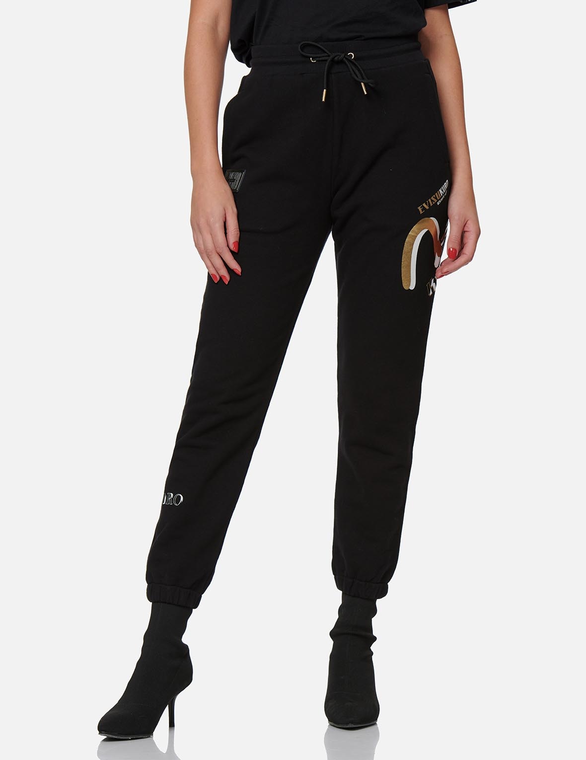 Cast Shadow Effect Seagull Foil Print Sweatpants - 8
