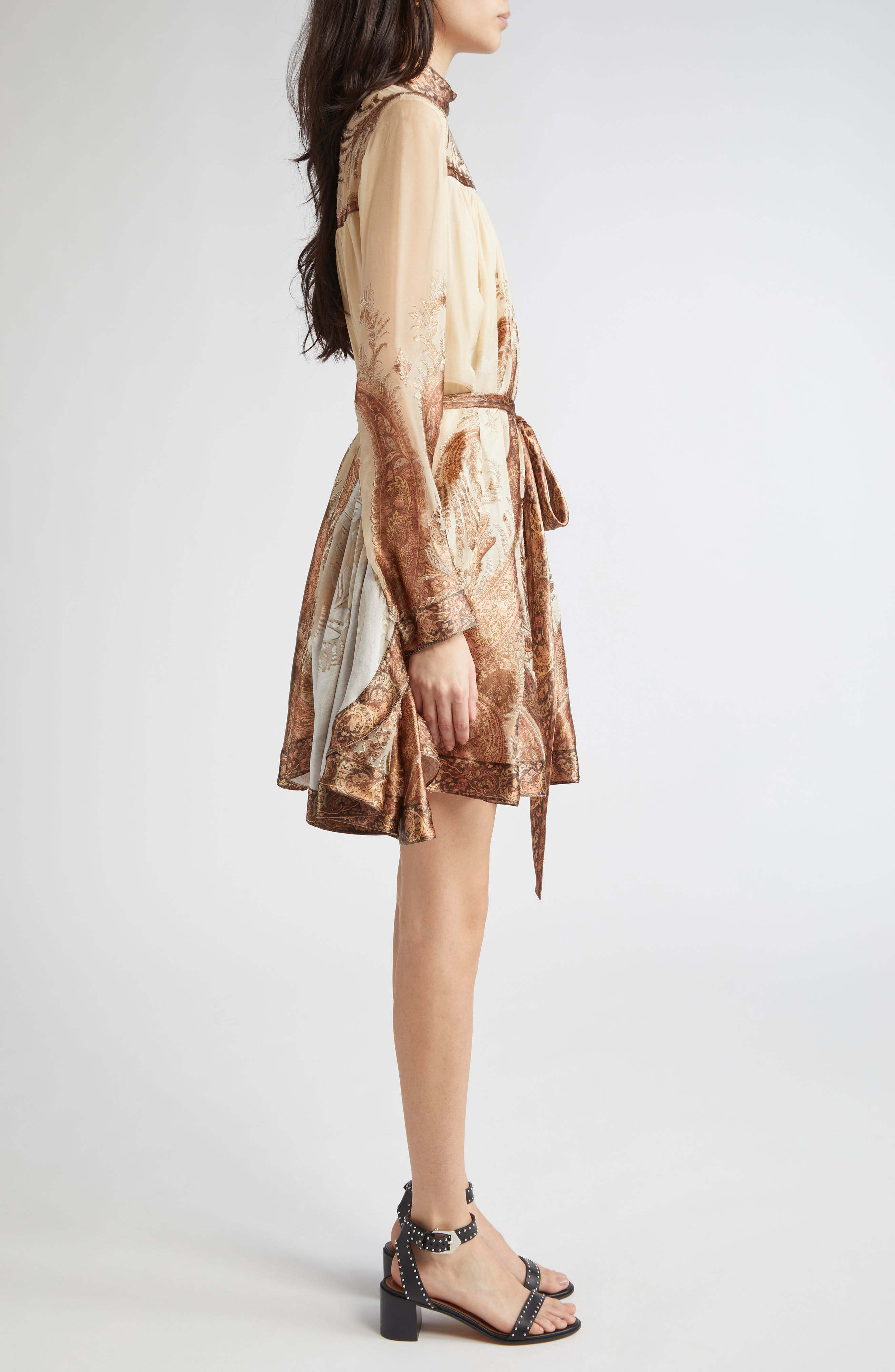 Zimmermann Hypnotic Paisley Print Batwing Sleeve Minidress in Cream Paisley at Nordstrom - 3