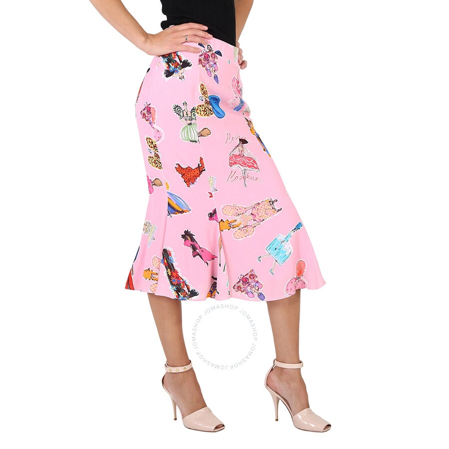 Moschino Ladies Fantasy Print Pink Flare Skirt - 5