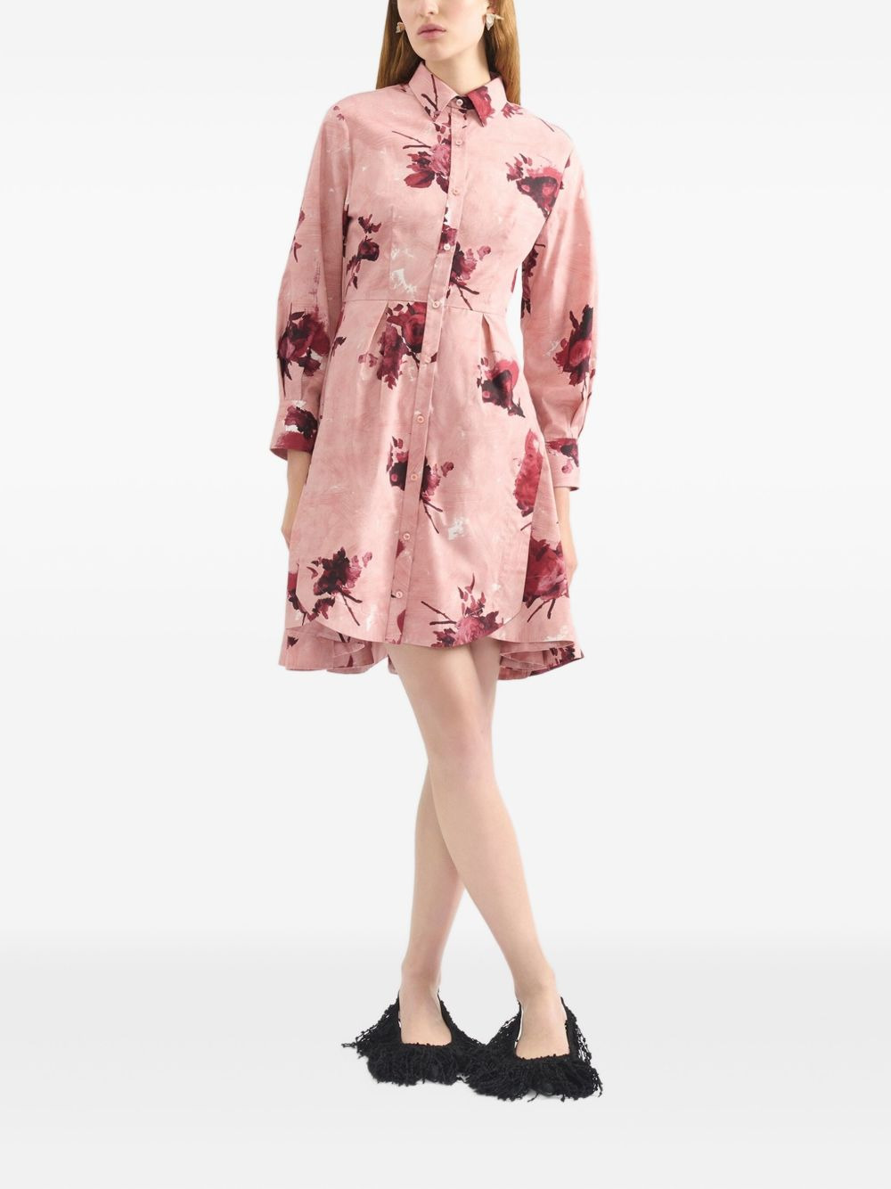 floral-print shirt dress - 2