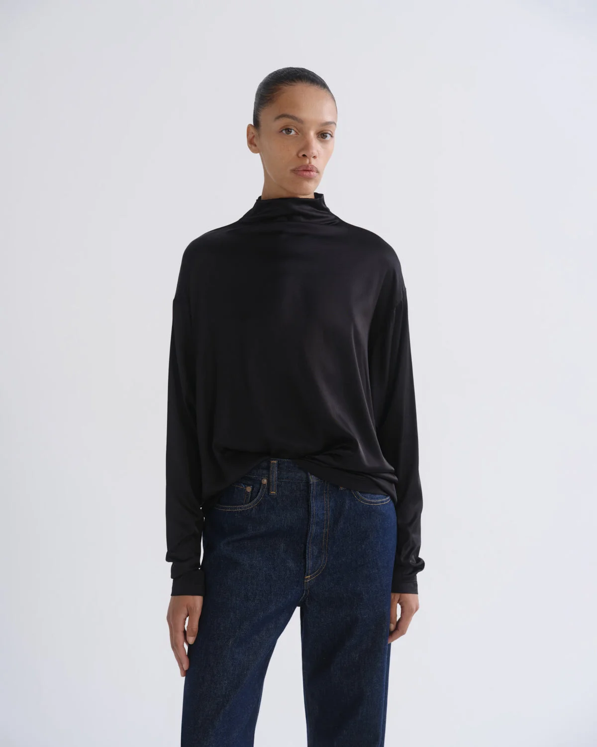 BRYONY TOP (SATIN) IN BLACK - 1