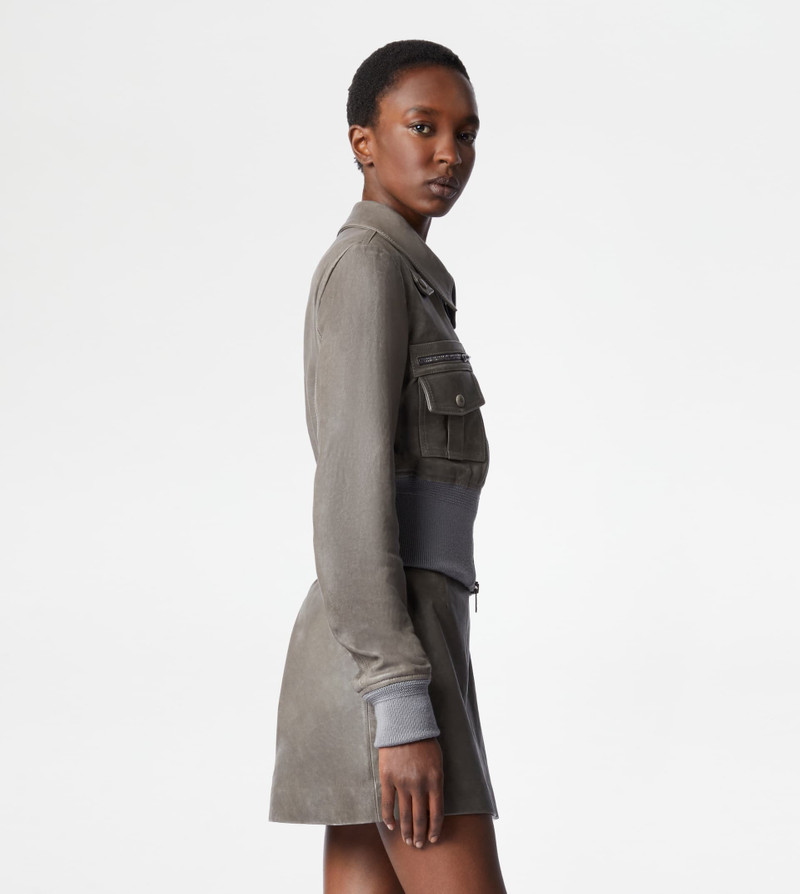 AVIATOR JACKET IN LEATHER - GREY 3