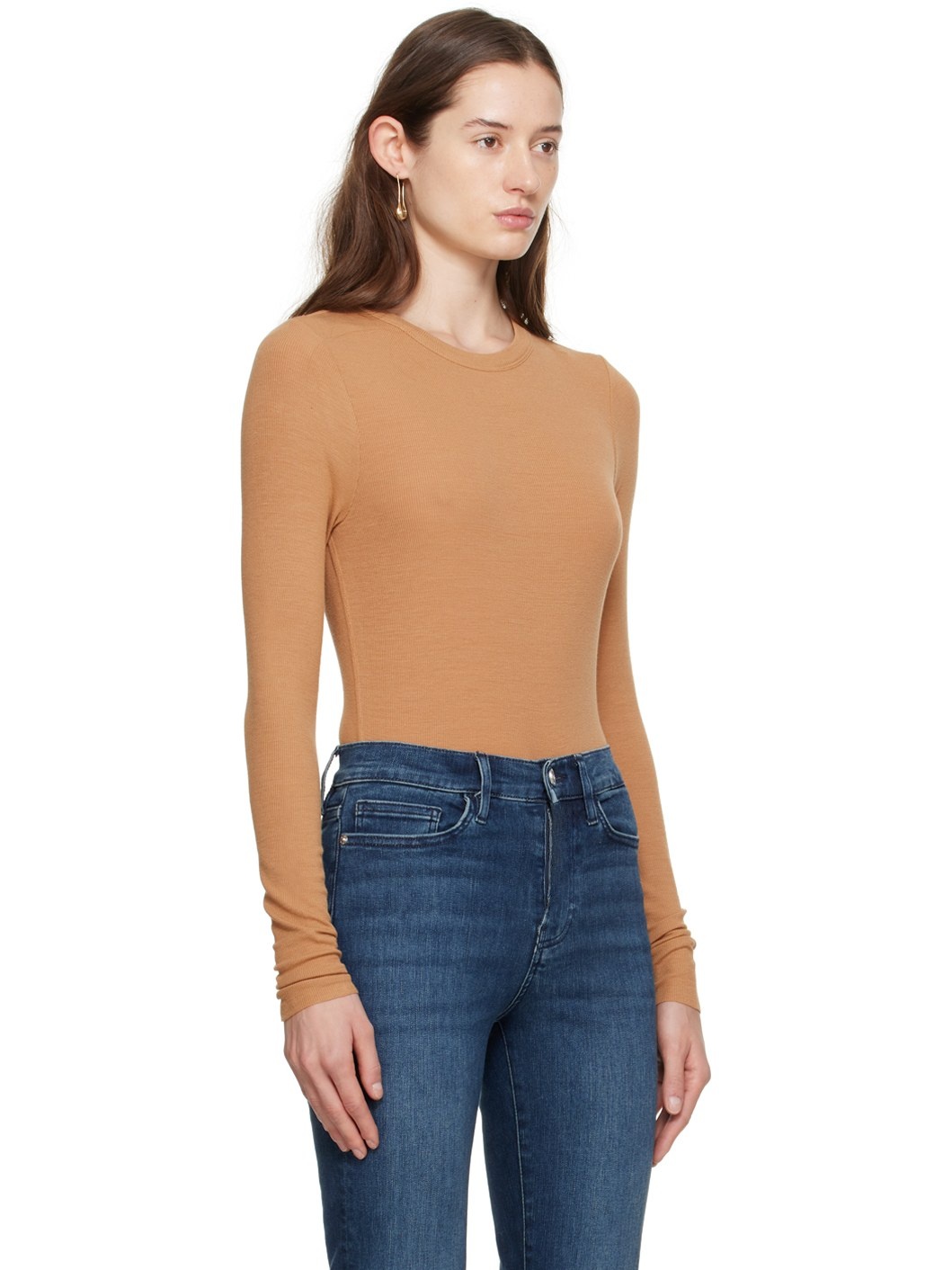 Tan Embroidered Long Sleeve T-Shirt - 2