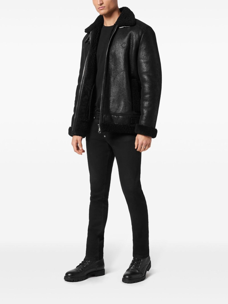 PHILIPP PLEIN shearling biker jacket outlook