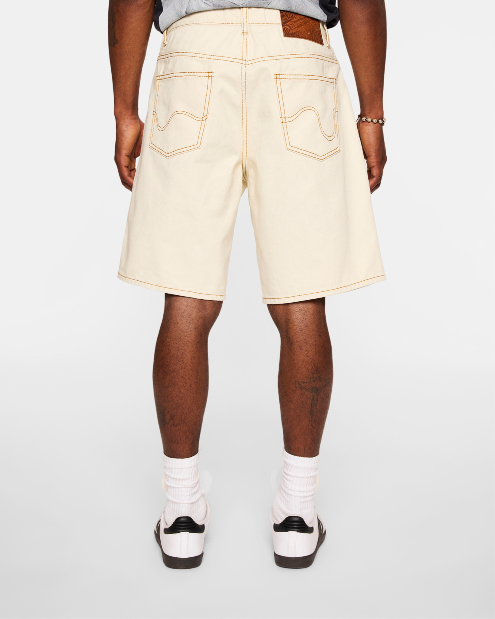 CREAM JEAN SHORTS - 4