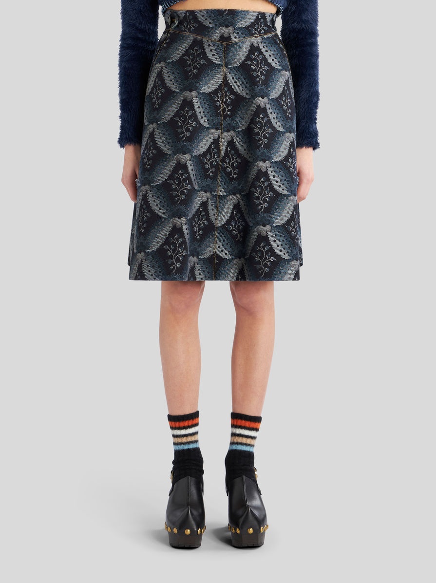 DENIM JACQUARD SKIRT - 2