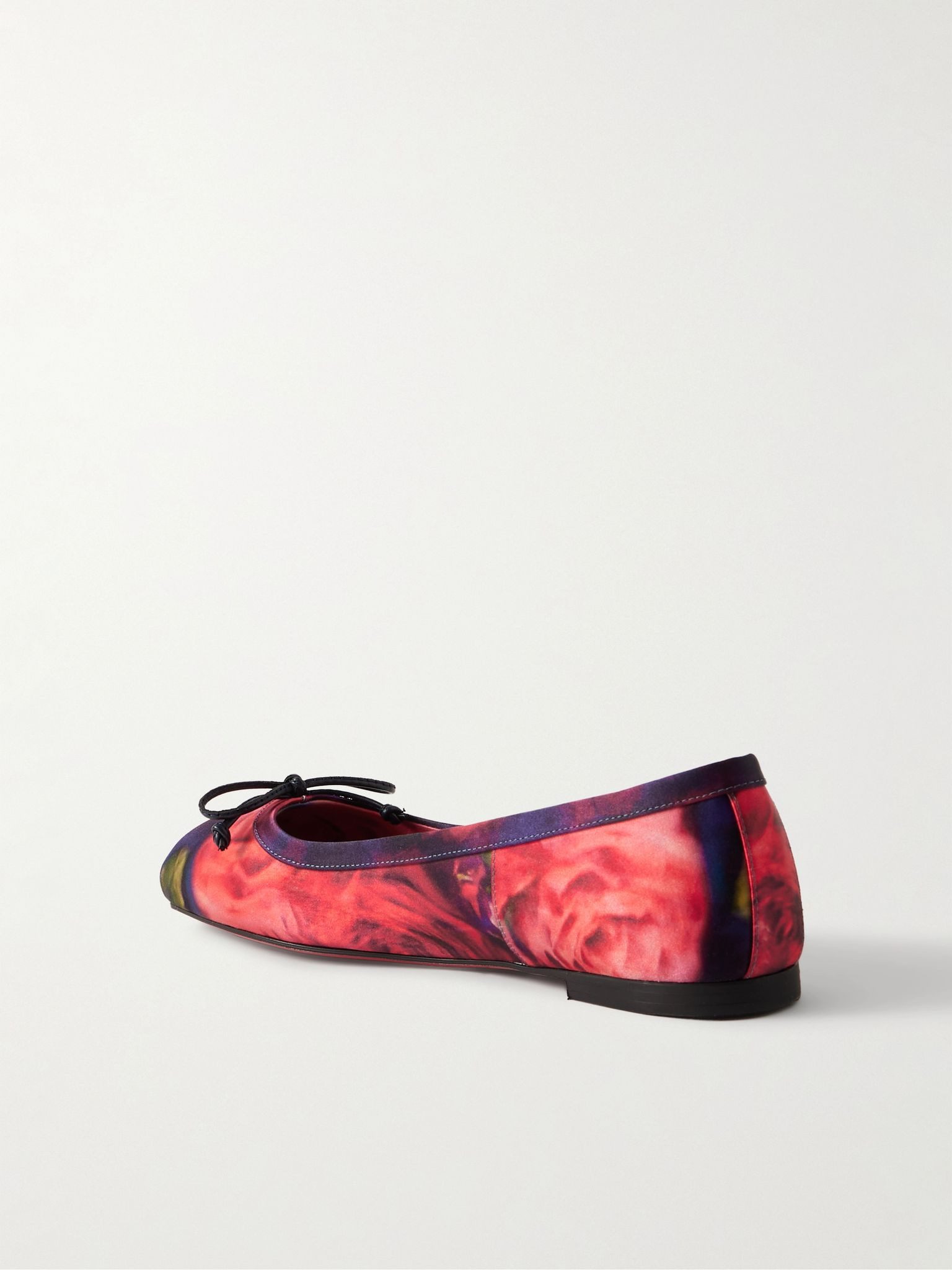 Mamadrague bow-detailed floral-print satin-crepe ballet flats Red - 3