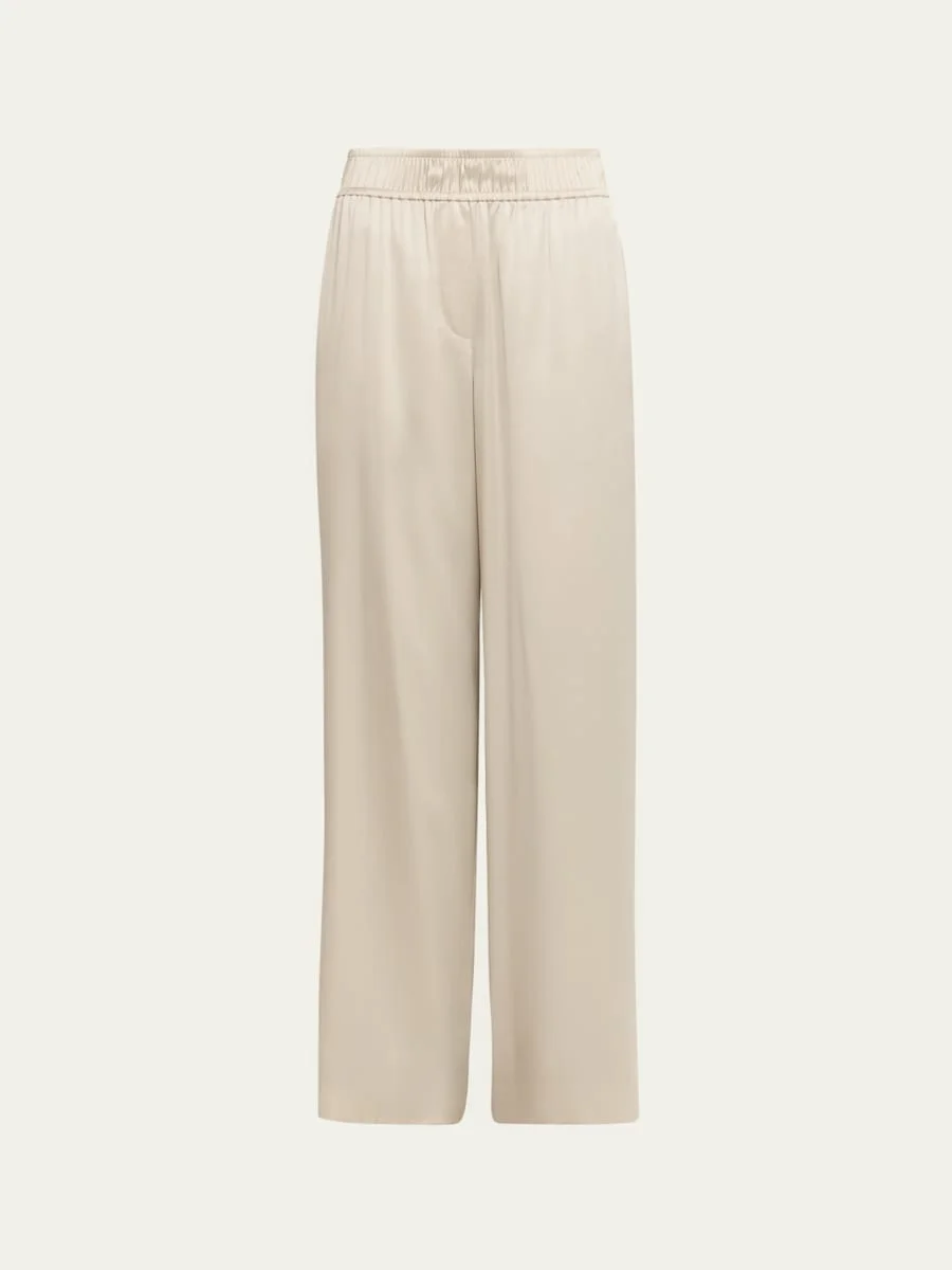Stretch Silk Satin Track Trousers - 1