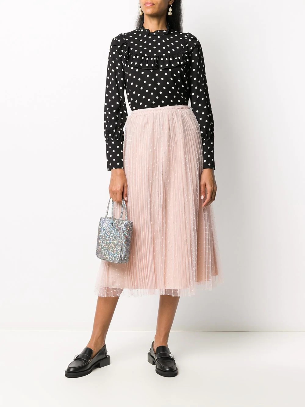 pleated tulle midi skirt - 2