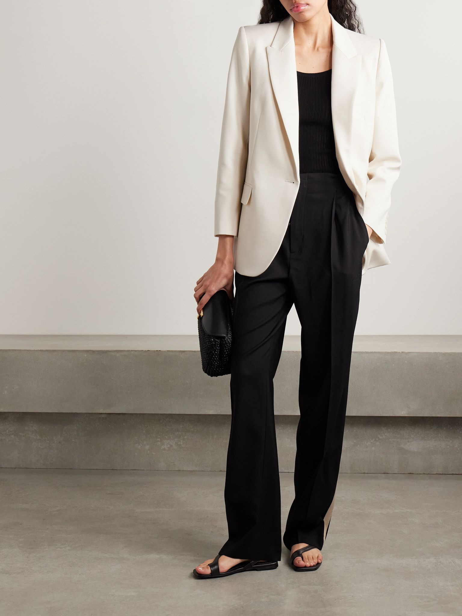 Diane wool-twill blazer Ecru - 2