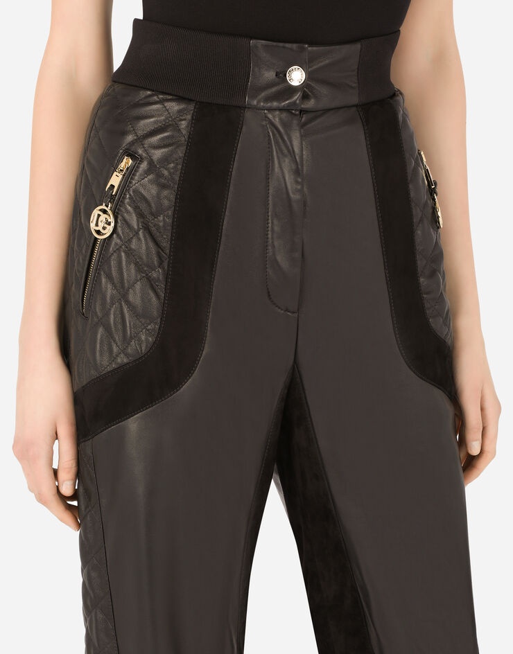 Quilted leather and suede pants - 4