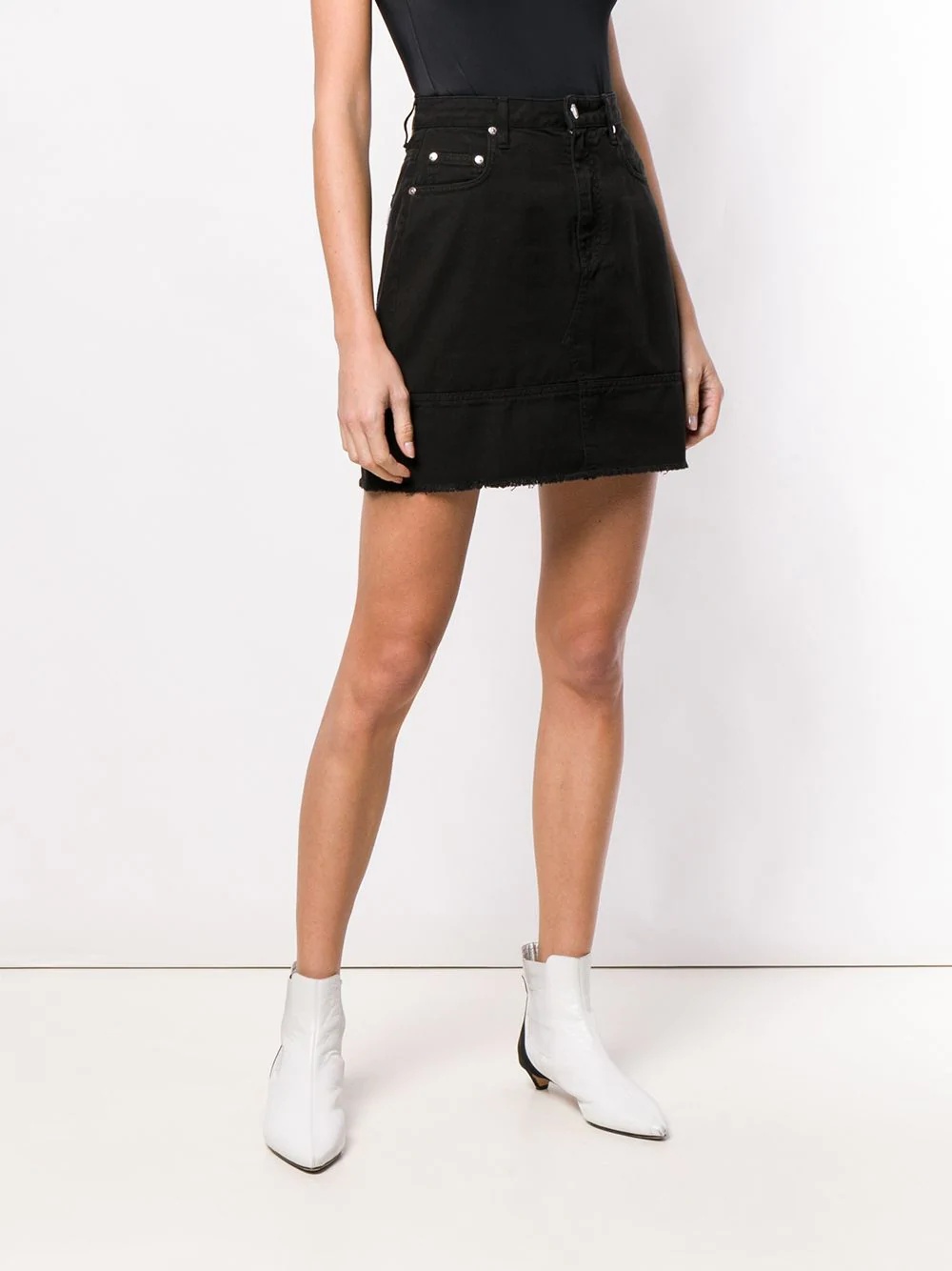 frayed bottom denim skirt - 3