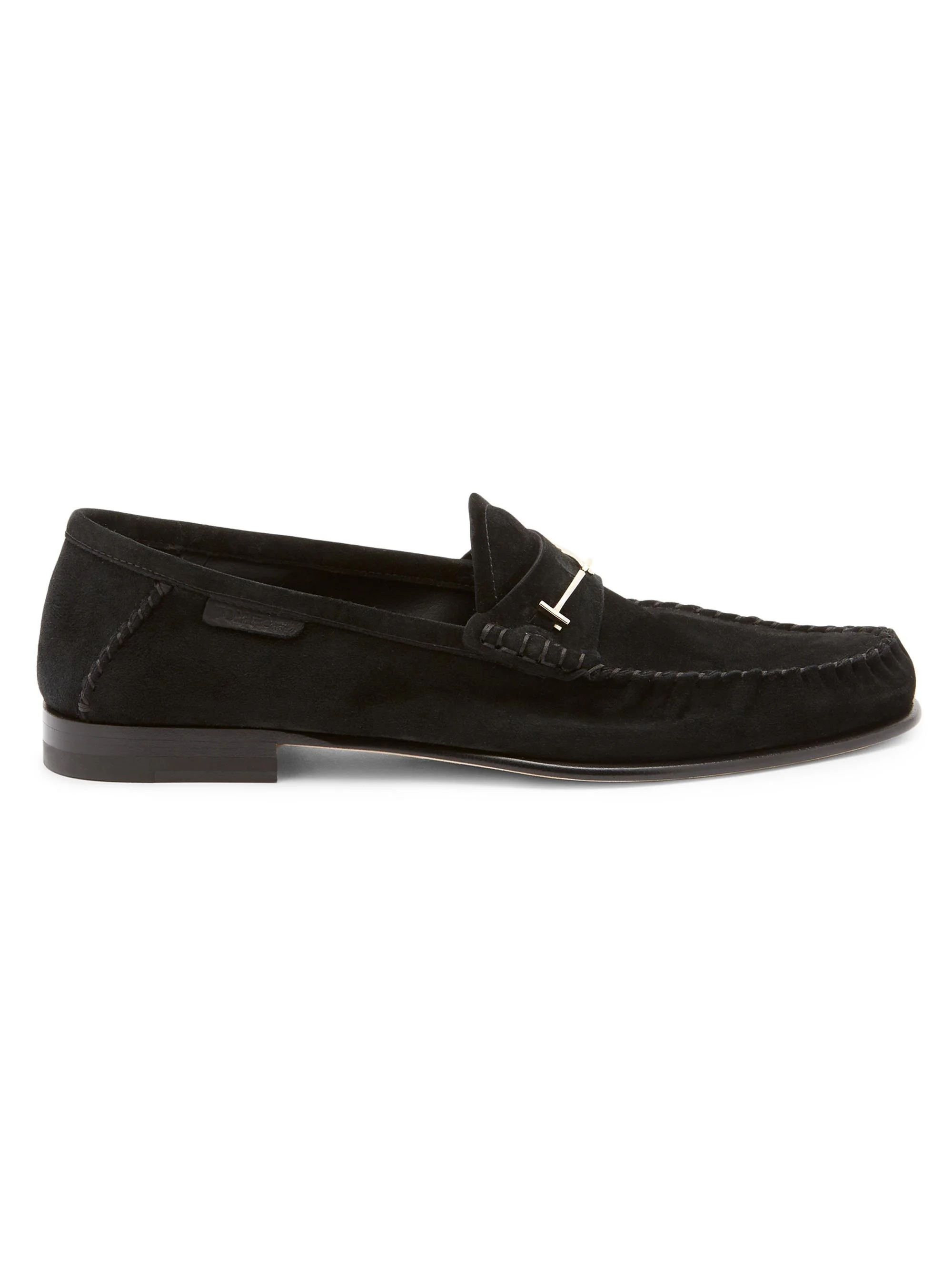 Women's Moc-Toe Suede Bit Loafers - Black - 1
