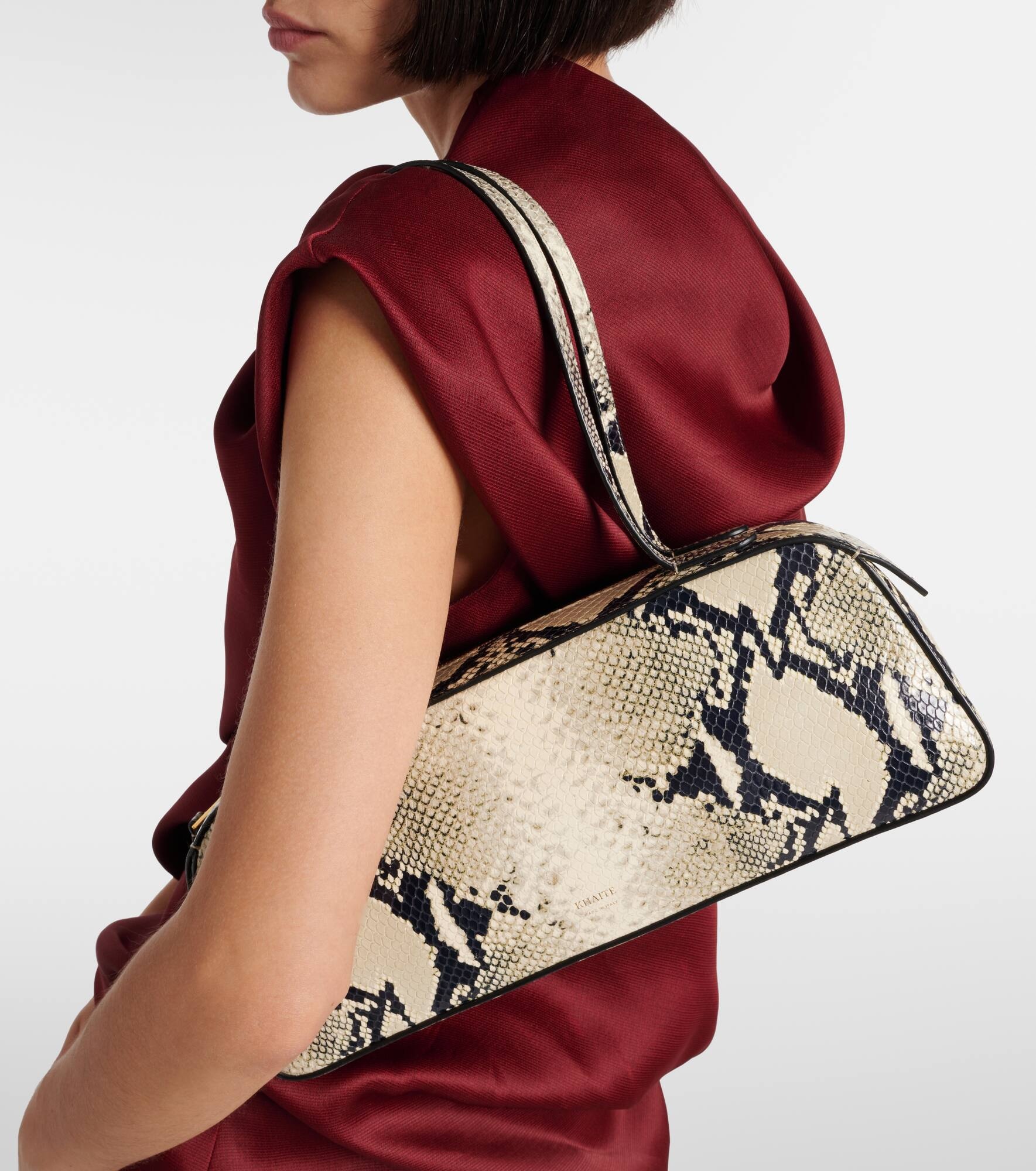 Simona snake-effect leather shoulder bag - 6