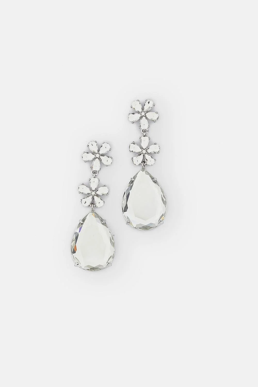 Floral earrings with crystals - 1
