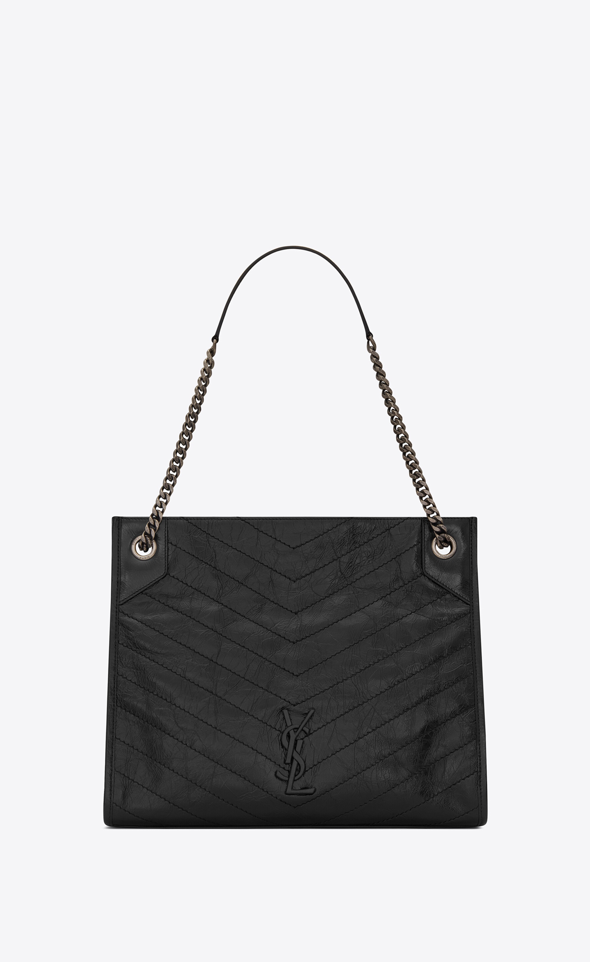 niki medium shopping bag in crinkled vintage leather - 1