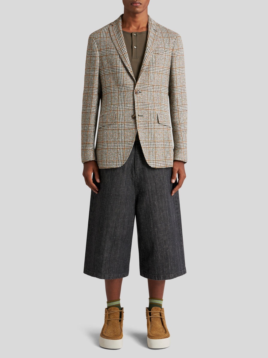 CHECK LINEN- AND COTTON-BLEND BLAZER - 4
