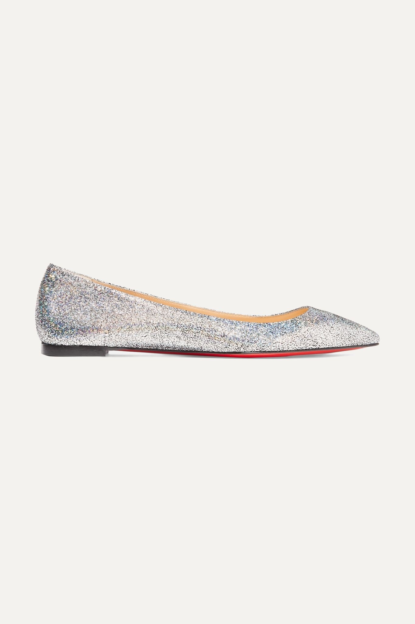 Ballalla iridescent glittered leather point-toe flats  - 1