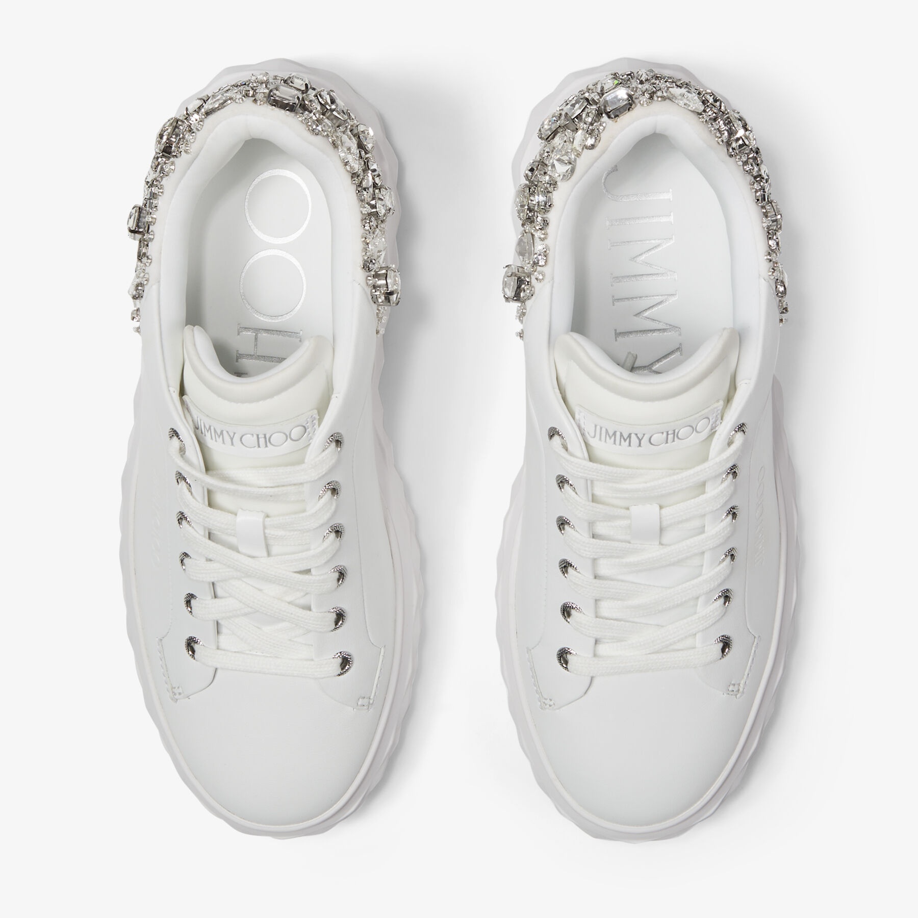 Diamond Maxi/f Ii
White and Silver Nappa Leather Trainers with Crystals - 5