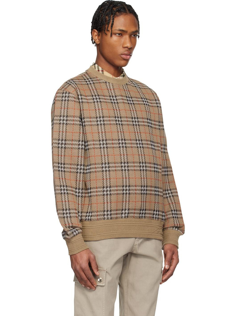 Brown Check Cotton Blend Sweater 2