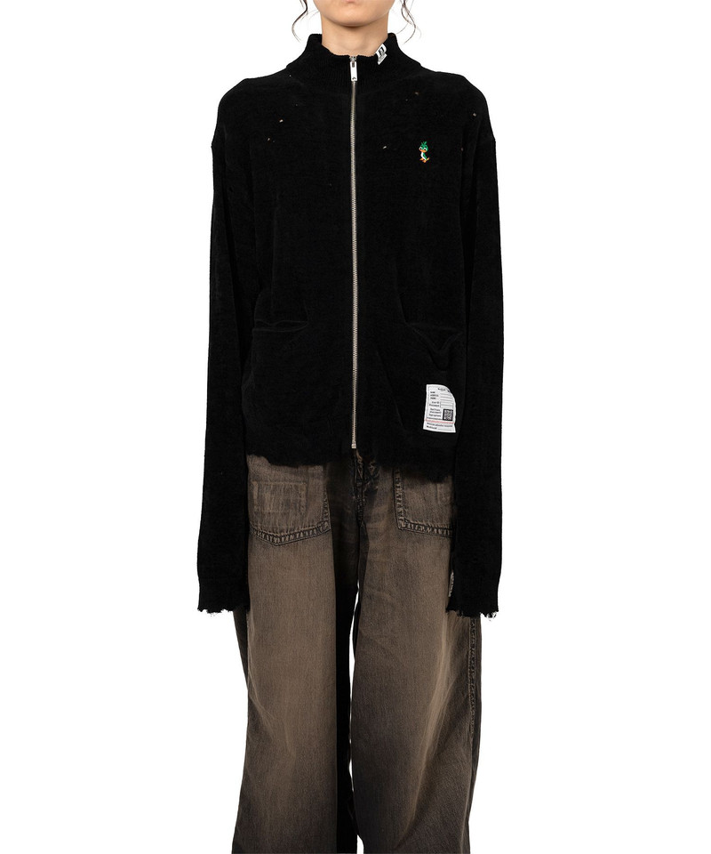 Distressed High Neck Knit Cardigan 4