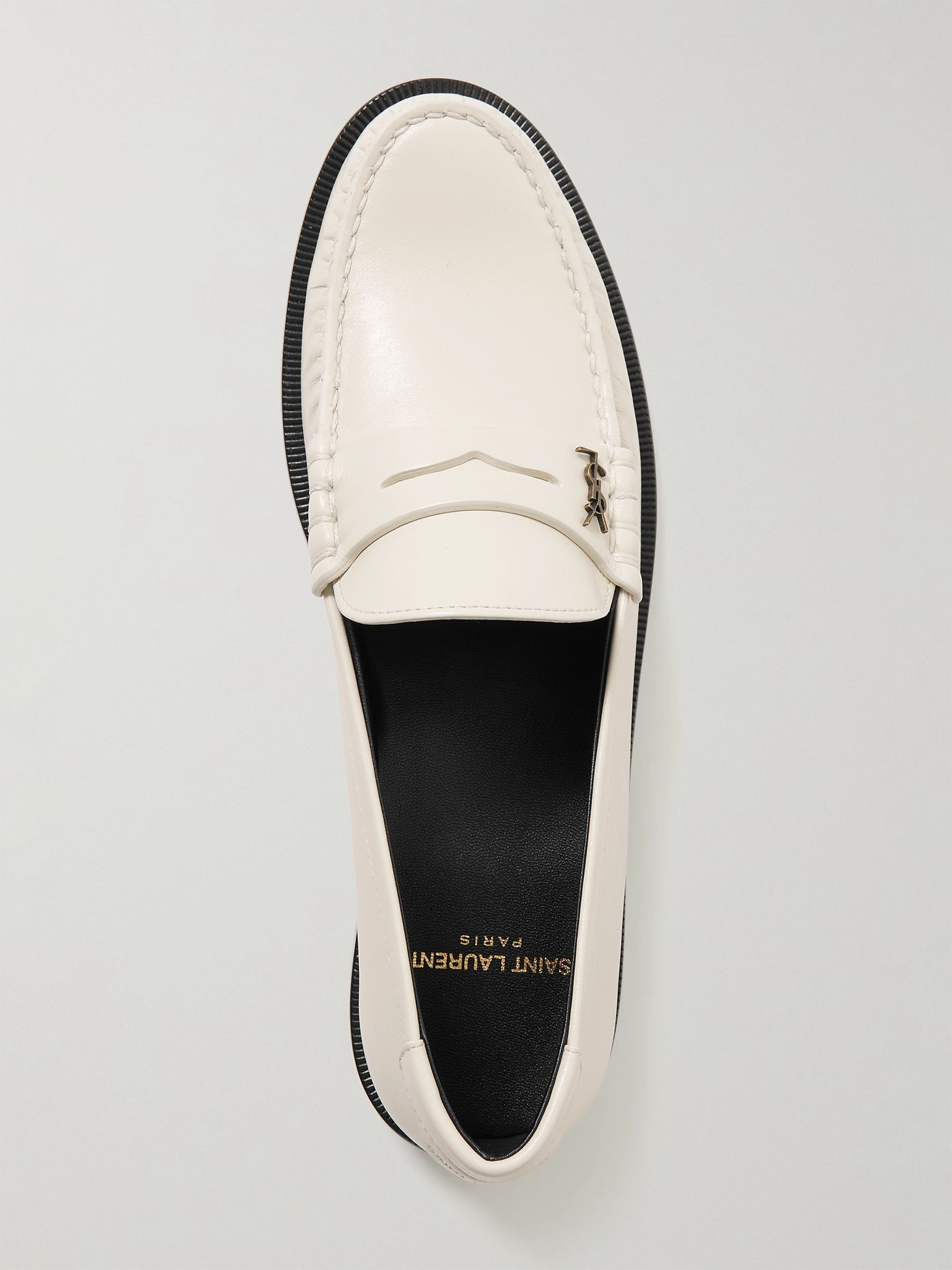 Le Loafer logo-appliquéd leather loafers Off-white - 5