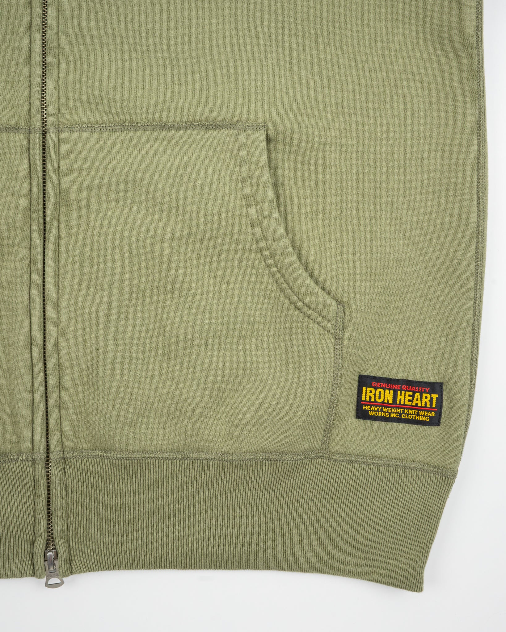 IHSW-10-OLV 14oz Ultra Heavyweight Loopwheel Cotton Zippered Hoodie - Olive - 8