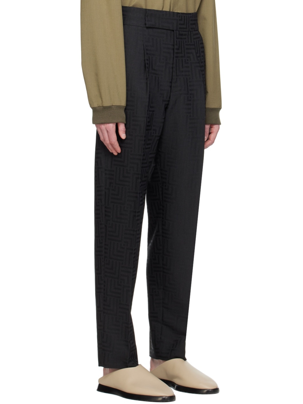 Black Jacquard Trousers - 2