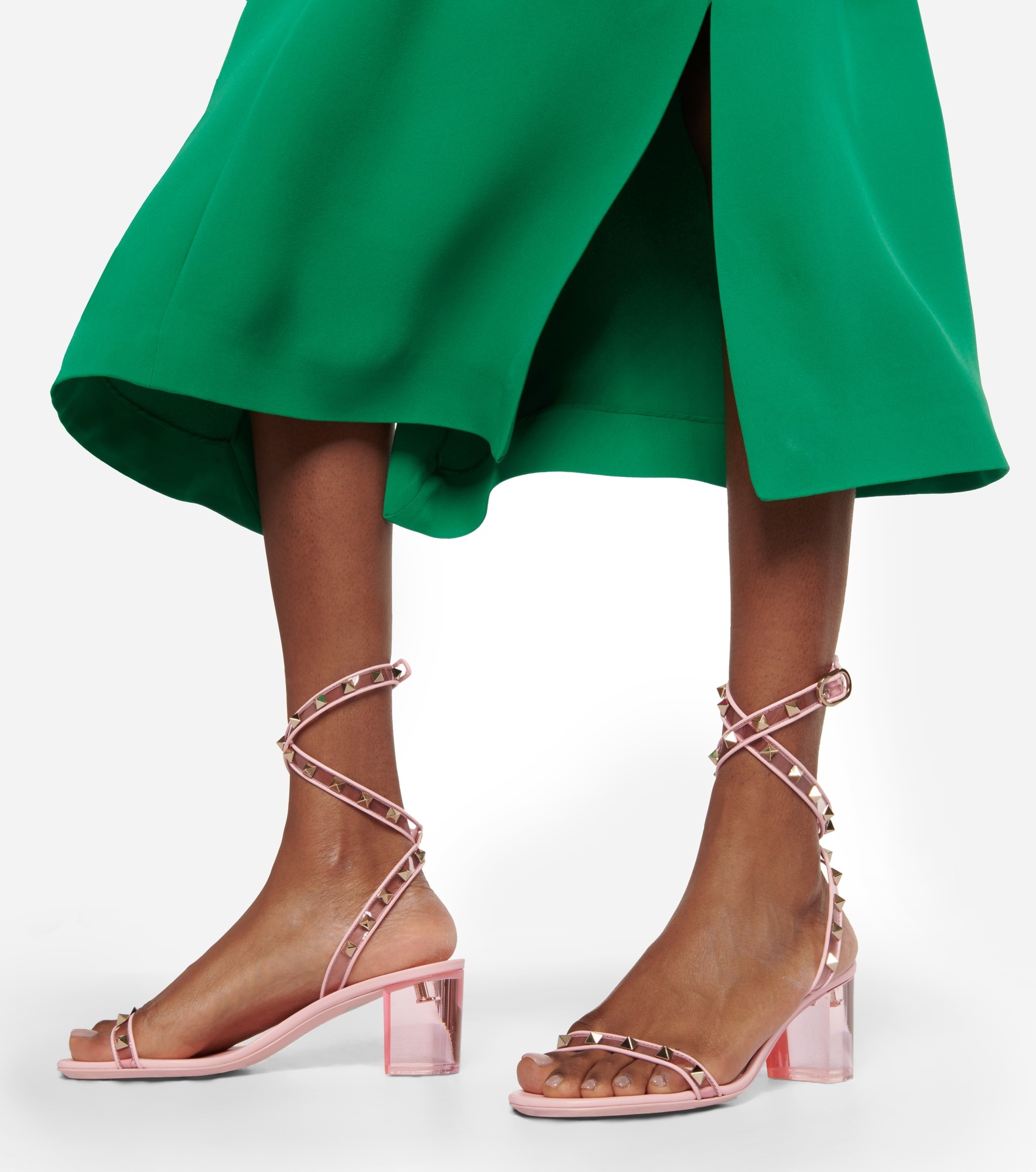 Rockstud leather and PVC sandals - 4