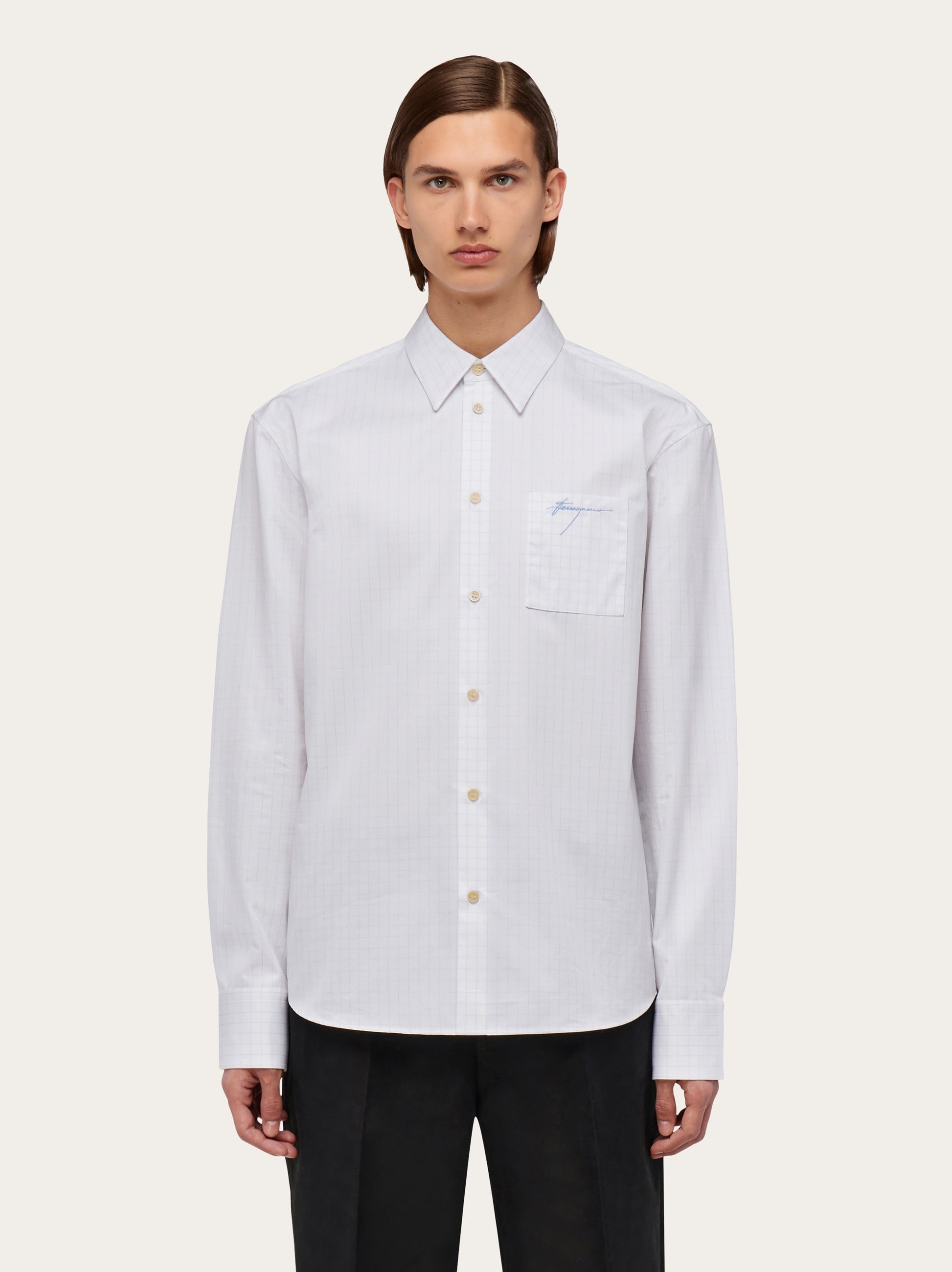 Micro checked long sleeved shirt - 2