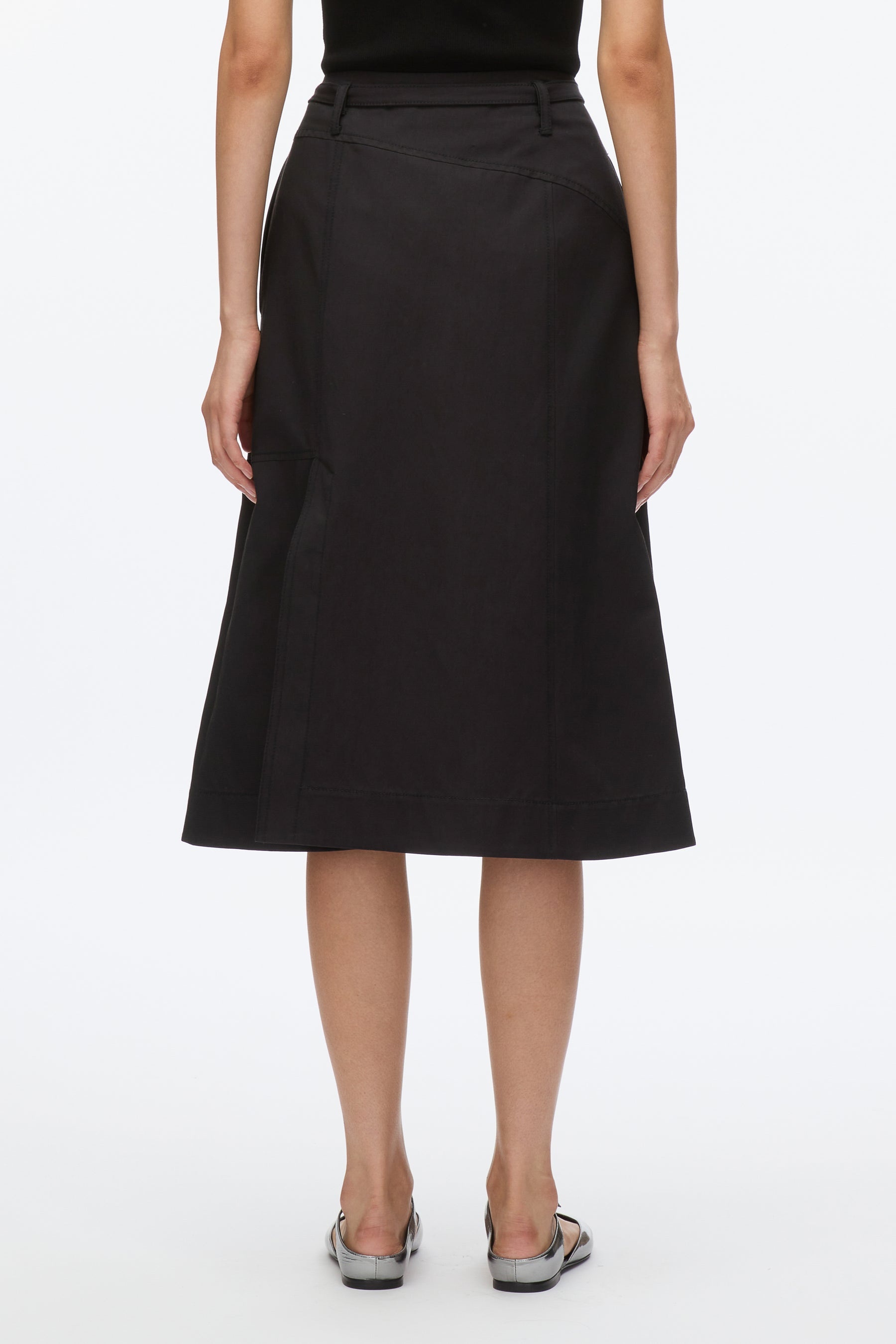Utility Skirt with Zip Chiffon Godet - 4