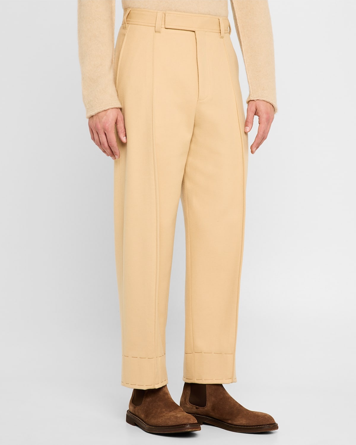 Men's Wool and Cashmere Wide-Leg Trousers - 4