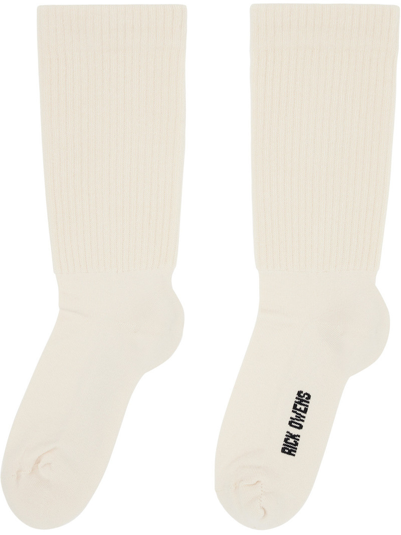 Rick Owens Off-White Knit Mid-Calf Socks outlook