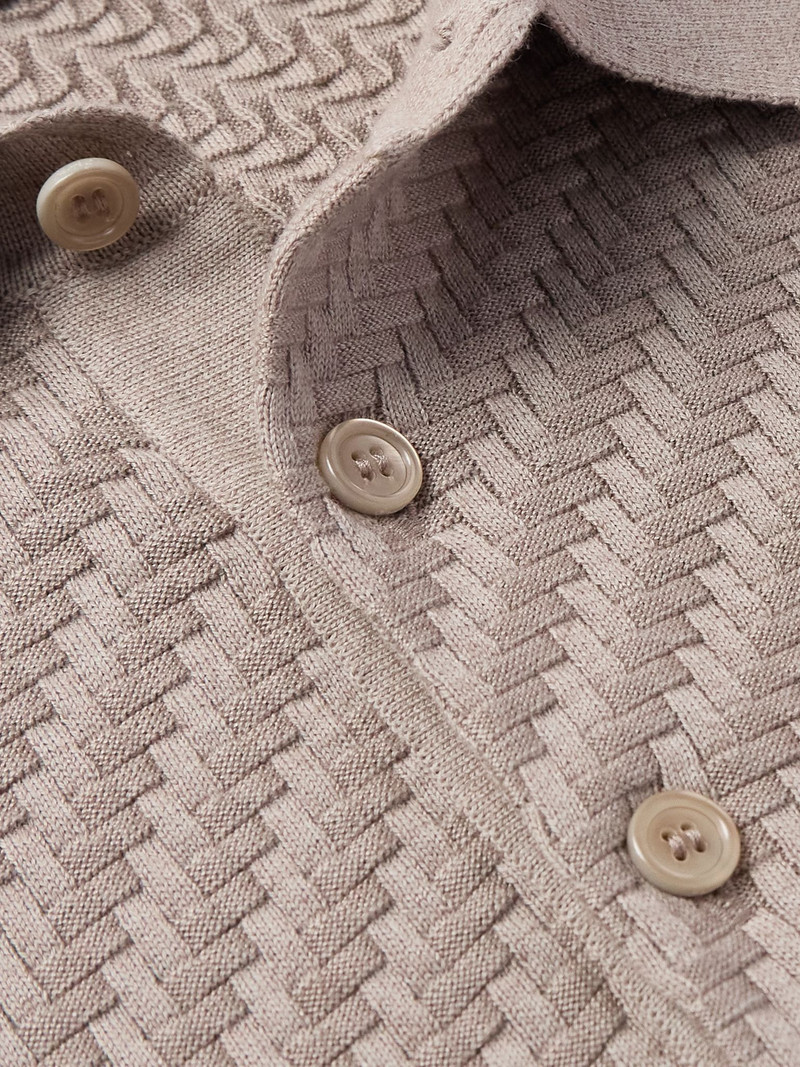 Cotton, Silk and Cashmere-Blend Polo Shirt Beige 4