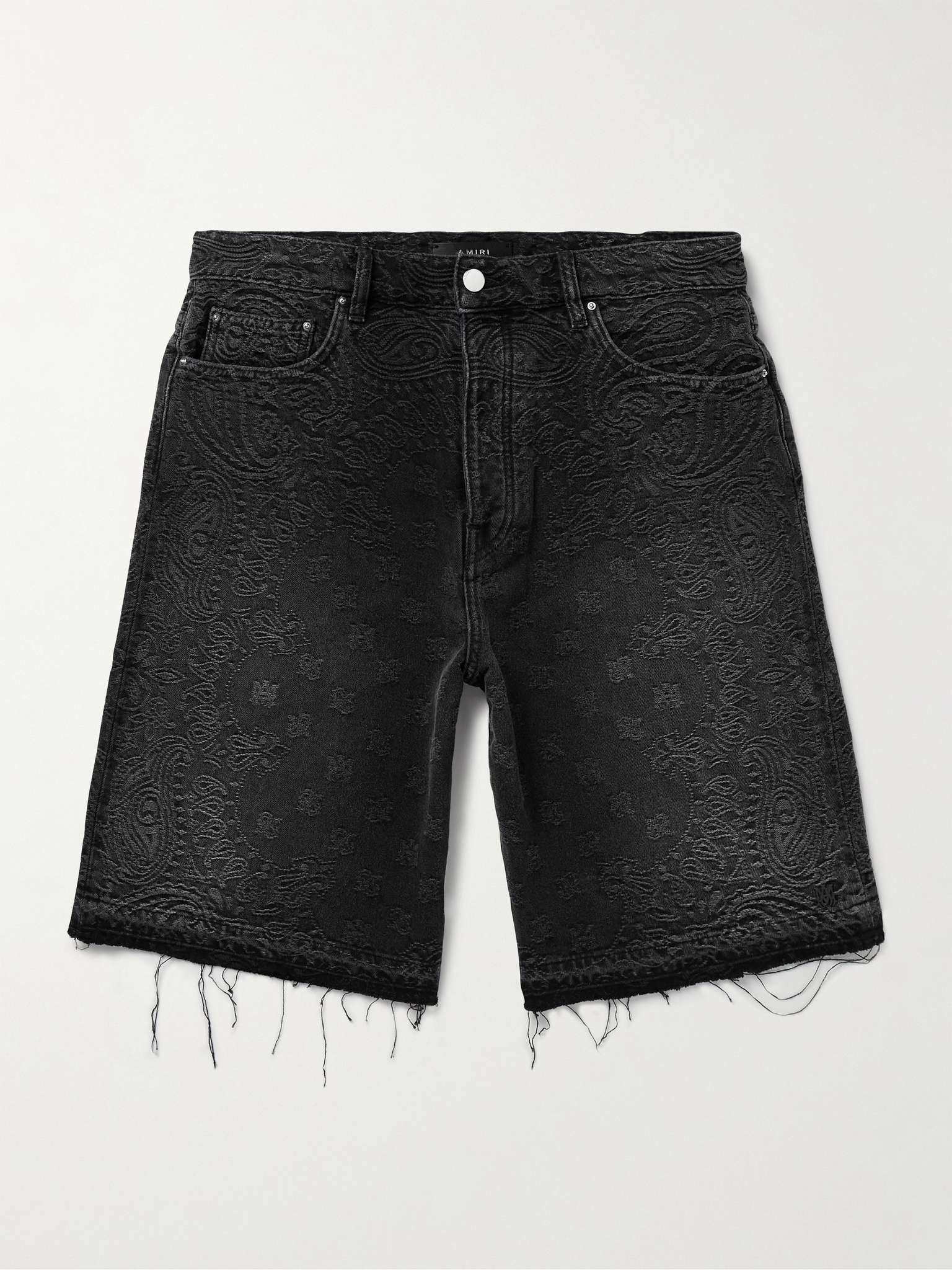 Straight-Leg Frayed Denim-Jacquard Shorts - 1