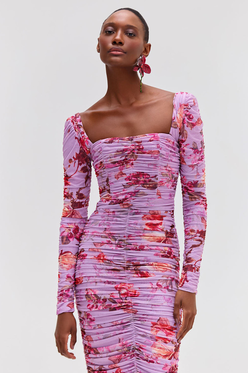 PatBO Floral Haze Stretch Tulle Midi Dress outlook