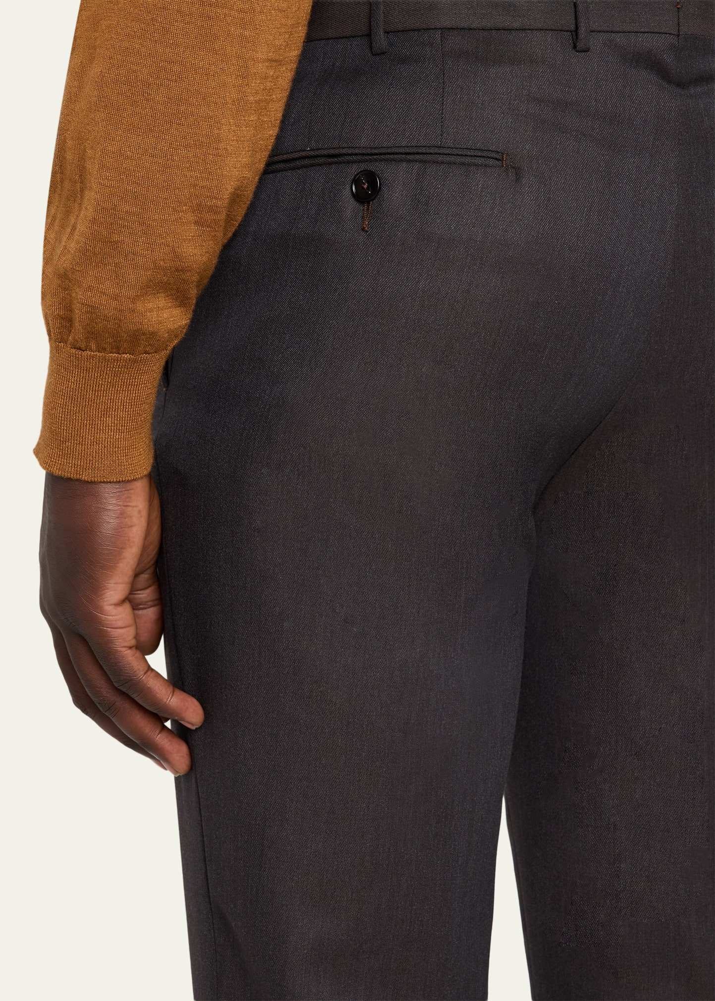 Men's Trofeo Wool Straight Fit Flat-Front Pants - 5