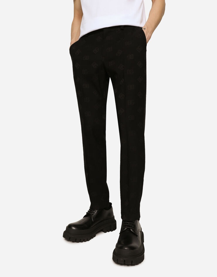 Stretch wool jacquard pants with DG Monogram design - 4