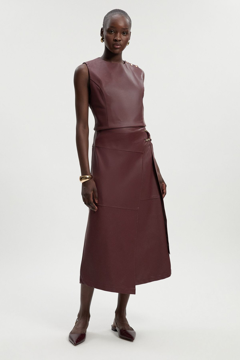 Faux Leather Button Tailored Top 3